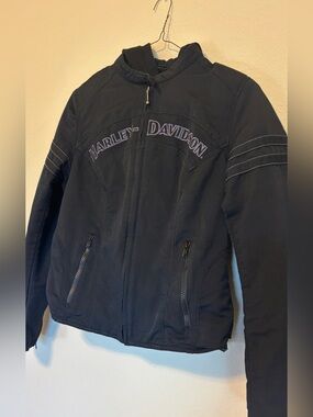 Harley-Davidson Black Hooded Zip-Front Riding Jacket
